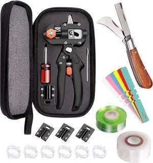 Professional Grafting Tool Kit - 3-in-1 Pruner with SK5 Blades, Grafting Knife, Tapes, Labels & Clips - Fruit Tree Grafting Supplies for Apples, Peaches, Grapes (Gardening Grafting Tools)
