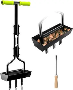 Lawn Aerator Garden Tool with Soil Core Tray, 38 Manual Grass Plug Aerators & A Cleaning Tool, Coring Aeration Tools with 3 Tines for Gardening, Soil Compaction, Lawn Yard Care, Patented Green Lawn Aerator Garden Tool with Soil Core Tray, 38 Manual Grass Plug Aerators & A Cleaning Tool, Coring Aeration Tools with 3 Tines for Gardening, Soil Compaction, Lawn Yard Care, Patented Green