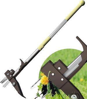 Weed Puller Tool, Stand up Weeder Puller, 40inch Long Handle 4-Claws Garden Weeding Tool, Easily Remove Weeds Without Bending, Pulling, or Kneeling [2024 Upgraded Garden Weeder Puller] (Brown)