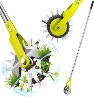 58-Inch Manual Lawn Edger Tool - Wheel Rotary Edger with Adjustable 4-Section Stainless Steel Handle & Cushion Grip, Rust-Resistant for Sidewalks, Driveways, Gardens & Landscaping
