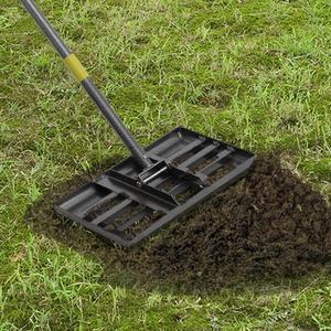 Lawn Leveling Rake, 6 FT Adjustable Long Handle Leveling Rake, Black Heavy Duty & 1 Inch Diameter Stainless Steel Handle Lawn Rakes, Lawn Leveler Tool for Soil Grass Golf Field Yard