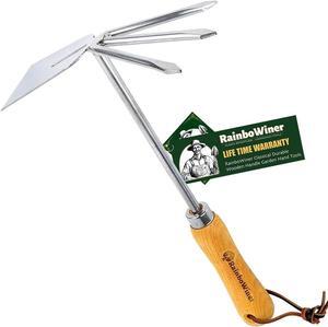 Innovative Weeder Puller Garden Hand Tool - with Double Head (Hoe & Cultivator) - for Easy Remove Weeders & Loosing Soil