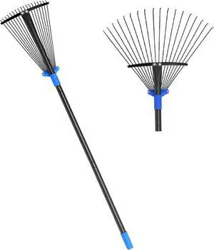 Metal Rake for Leaves Heavy Duty, Adjustable Garden Leaf Rake with Expandable Head 8-17", Shrub Pine Needle Kids Hand Yard Rake Garden Tool
