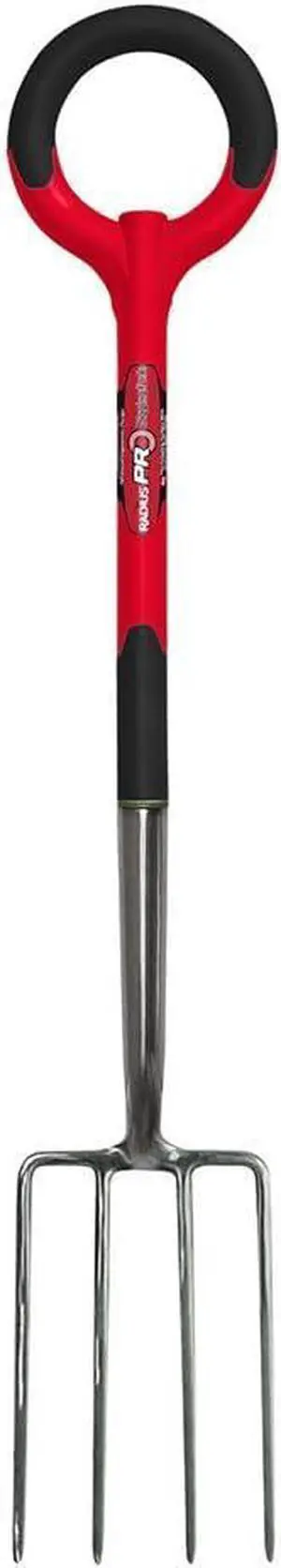 Radius Garden 20311 PRO Ergonomic Stainless Steel Digging Fork, Red