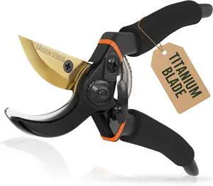 Premium 8" Super Sharp Bypass Pruning Shears | Heavy-Duty Titanium-Coated High Carbon Steel Pruners w/Soft Grip for Men & Women, Arthritis-Friendly  Ideal for Gardening, Trimming Flowers & Plants