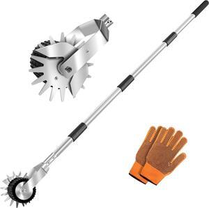 Wheel Rotary Edger Lawn Tool, Manual Grass Edger Trimmer with Adjustable 31.5-60 Inch Stainless Steel Handle, Weed Edger for Sidewalks, Driveways, Garden, Yard, Landscaping, Ergonomic