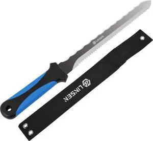 Linsen-Outdoor Stainless Steel Garden Knife with 11" Blade, Double Side Utility Sod Cutter Lawn Repair Garden Knife with Nylon Sheath