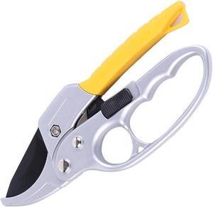 Hand Pruner Pruning ShearGarden clippers, snip scissors, ratchet pruning shears, work 3 times easier, gardening tools, sharp garden scissors, arthritis weak hand snips (yellow)