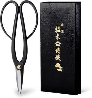 Wazakura Ashinaga Bonsai Pruning Scissors 8inch (200mm) MADE IN JAPAN, Long Handle Bonsai Cutter in Carbon Steel, Rose Pruning Shears, Flower Scissors, Japanese Gardening Tools