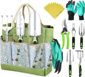 Heavy Duty Garden Tools 22 Pieces Floral Set - Rust Proof, Non-Slip, Durable Gardening Supplies - Ergonomic Hand Tools - Ideal Gardening Gifts for Women