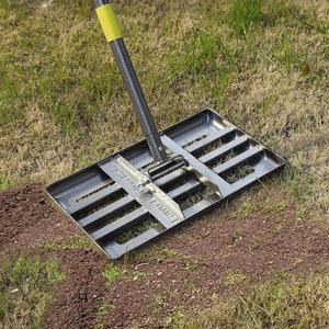 Lawn Leveling Rake | Levelawn Tool | Level Soil or Dirt Ground Surfaces Easily | 18 x 10 Ground Plate | rakes for lawns Heavy Duty 72 Extra Long Handle | Extracted Iron Metal Black