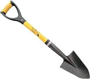 D-Handle Gardening Shovel with Cushioned Grip, Fiberglass Handle with Carbon Manganese Steel Blade, 30" Mini Handle, Yellow, for Raised Garden Beds and Container Gardens