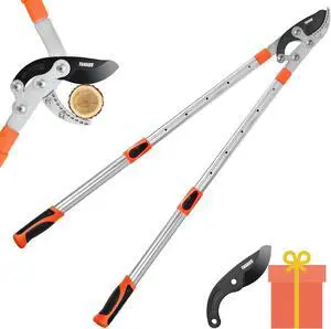 THANOS B1102 Extendable Anvil Loppers Tree Trimmer with Compound Action,Chops Thick Branch Ease,27-41''Telescopic Heavy Duty Branch Cutter,2 inch Clean Cut Capacity