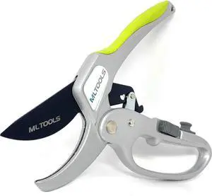 Ratcheting Bypass Pruning Shears - 8" Anvil Shears for Weak Hands - Heavy-Duty Lopping - Low Effort Trimming - Easy & Comfortable Grip - 8231