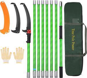 SMONTER 26Ft Tree Pruner Pole Saw for Tree Trimming Manual Branches Trimmer Extendable Pole Saw Cutting Set Garden Tools