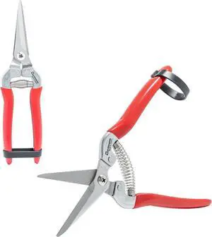Gardeness Pruning Shear Straight Pruning Snip 2PCS Stainless Steel Florist Scissors, Multi-Tasking Precision Hand Pruner Herb Snips Flower Clippers Bonsai Trimmers Ergonomic Handle Garden shear