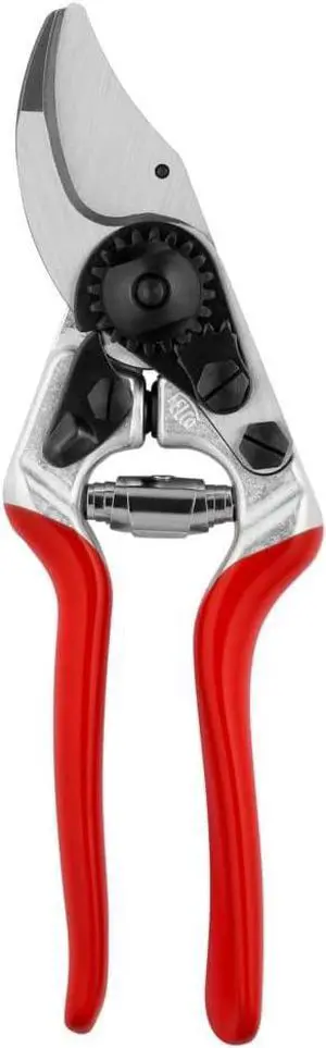FELCO Pruning Shears (F 14) - High Performance Swiss Made One-Hand Garden Pruner with Steel Blade,Red, Silver