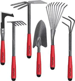 FLORA GUARD Garden Tool Set 6 Piece Heavy Duty, Large Size Gardening Hand Tools, Sturdy & Durable, Classic Utility Gardening Gift for Seniors and Women