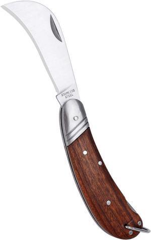 Pruning Knife with Lock Back, Stainless Steel Garden Hand Tools, Folding Pocket Knife for Grafting Multi Cutting Tool, Weed Branches Mushroom Diggig Knife