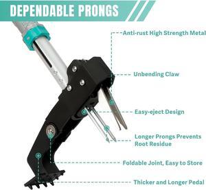 Breeze Touch 46" Weed Pulling Tool, 4-Claw Detachable Weed Puller Tool with Long Handle Adjustable, Heavy Duty Stand Up Weeder Weeding Tool for Lawn, Yard, Garden, Dandelion Picker, Weed Remover