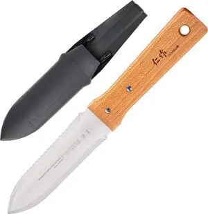 NJP6510 Namibagata Hori Weeding & Digging Knife Japanese 7.25 Blade, 6-Inch, Includes Weather Resistant Hard Plastic Sheath, Stainless Steel/Wood Handle