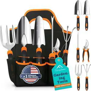 Gardening Tool Set,APSARAS Stainless Steel Heavy Duty Gardening Tools, Garden Tool Set with Non-Slip Rubber Grip,600D Oxford Cloth Storage Tote Bag, Perfect Garden Gifts for Women Gardening Tool Set,APSARAS Stainless Steel Heavy Duty Gardening Tools, Garden Tool Set with Non-Slip Rubber Grip,600D Oxford Cloth Storage Tote Bag, Perfect Garden Gifts for Women