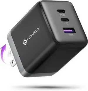 NOVOO 100W USB C Charger Block (GaN III), 3-Port Fast Foldable Compact Wall Charger for MacBook Pro/Air, Dell XPS 13, iPad Pro, Galaxy S24/S23, iPhone 16/15 Pro and More