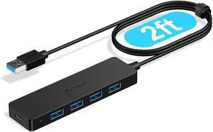 Aceele USB Hub 3.0 Splitter with 2ft Extension Long Cable Cord Aceele USB Hub 3.0 Splitter with 2ft Extension Long Cable Cord