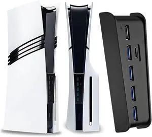 6 Port USB Hub for PS5 Pro & PS5 Slim Console Disc/Digital, High-Speed Extra USB Ports for PS5 Slim Pro Accessories, PS5 Hub Charger Splitter Adapter with 4 USB 2.0 + 1 USB Charging Port +1 Type C 3.0 6 Port USB Hub for PS5 Pro & PS5 Slim Console Disc/Digital, High-Speed Extra USB Ports for PS5 Slim Pro Accessories, PS5 Hub Charger Splitter Adapter with 4 USB 2.0 + 1 USB Charging Port +1 Type C 3.0