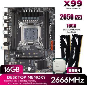 Atermiter D4 DDR4 X99 Motherboard Set with Xeon E5 2650 V3 LGA2011-3 CPU 2pcs X 8GB = 16GB 2666MHz DDR4 Desktop RAM Memory
