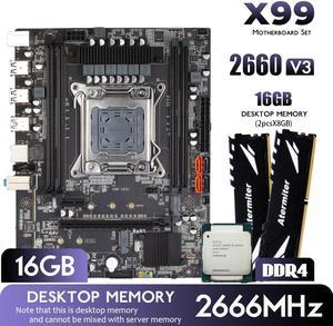 Atermiter D4 DDR4 X99 Motherboard Set with Xeon E5 2660 V3 LGA2011-3 CPU 2pcs X 8GB = 16GB 2666MHz DDR4 Desktop RAM Memory