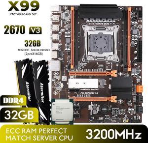 Atermiter X99 B85 Motherboard Kit Set With LGA 2011-3 Intel Xeon E5 2670 V3 CPU Processor 2pcs x 16GB DDR4 3200MHz 32GB REG ECC RAM Memory Combos