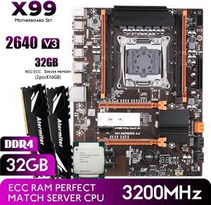 Atermiter X99 B85 Motherboard Kit Set With LGA 2011-3 Intel Xeon E5 2640 V3 CPU Processor 2pcs x 16GB DDR4 3200MHz 32GB REG ECC RAM Memory Combos