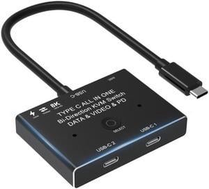 AUBEAMTO USB-C USB3.1 Type-C 8K Switch Bi-Direction 8K@30Hz 4K@120Hz Power Delivery 100w 10Gbps Data Transfer Multi-Function Splitter Converter (8K)