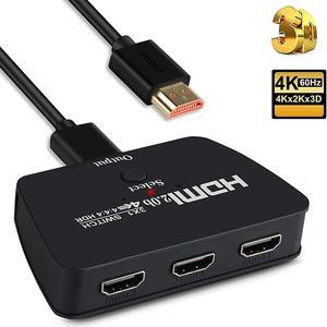 4K@60Hz HDMI Switchwith 3.9FT HDMI Cable, AUBEAMTO HDMI Switch 3 in 1 Out, 3-Port HDMI Switcher Selector, Supports 4K, 3D, HDCP2.2, HDMI2.0, HDR, for Fire Stick 4K, HDTV, PS4/5, Game Consoles, PC