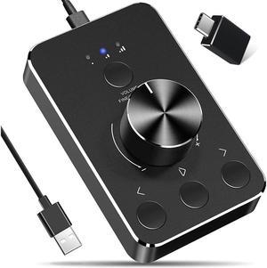 AUBEAMTO USB Multimedia Controller Knob with 3 Volume Control Modes and One-Click Mute Function Volume Controller Audio Adjuster for MAC/Win7/8/10, with 5ft Cable and USB-C Adapter