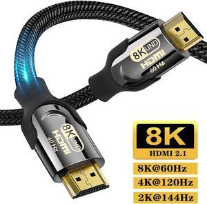 8K HDMI 2.1 Cable, 48Gbps Ultra HD Lead High-Speed Cord, Supports 8K@60Hz, 4K@120Hz, eARC HDR10, HDCP 2.2/2.3 Dolby, 3D, VRR, Compatible with Fire TV/Roku TV/PS5/Xbox/Nintendo Switch and More (10ft)