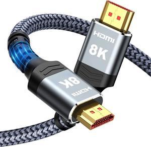 8K HDMI Cable 2.1 48Gbps , AUBEAMTO High Speed HDMI Braided Cord-4K@120Hz 8K@60Hz, DTS:X, HDCP 2.2 & 2.3, HDR 10 Compatible with Roku TV/PS5/HDTV/Blu-ray,1-Pack 10 ft.