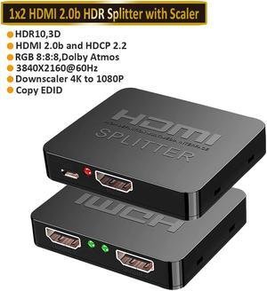 OREI HDMI Splitter 1 in 2 Out - 1x2 HDMI Display Duplicate/Mirror - Powered  Splitter Full HD 1080P, 4K @ 30Hz (One Input To Two Outputs) - USB Cable