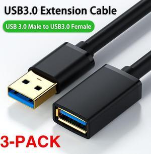 Gold-plated USB 3.0 Extension Cable, [3 Pack 10ft] USB A Male to Female Extension Extender Cord 5Gbp High Data Transfer Compatible for USB Flash Drive, Keyboard, Printer, Xbox, Hard Drive and More