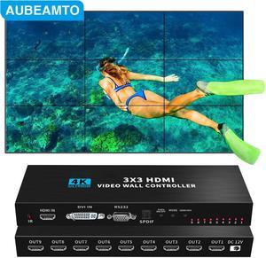 AUBEAMTO 4K HDMI Video wall controller 3x3 HDMI DVI Video wall Processor 1X2 1X4 1X3 2X1 2x3 3x2 4X2 multi video screen processor splicer