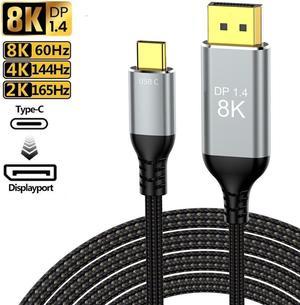 8K USB C to DisplayPort 1.4 Cable, 3.3Ft, Thunderbolt 4/3 to DisplayPort Cable (8K@60Hz, 4K@165Hz/144Hz/120Hz), 32.4Gbps Compatible for MacBook Pro/Air, iPad, XPS -Braided Cord