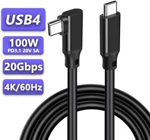 USB C to USB C Cable 1.6FT/1Pack,Right Angle Type-C/USB C 3.2 Gen 2 20Gbps Cablee 4K@60Hz UHD Video Monitor Cable 100W PD Fast Charging Cable.for Oculus Quest, MacBook Pro,AR,Switch,Phone 15,Laptops