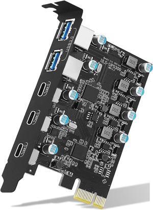AUBEAMTO USB PCIE Card 5-Port (3X USB C,2X USB 3.0-A) PCI Express Expansion Card Desktop PC Internal USB hub for Windows 10/8/7 and MAC OS 10.8.2 Above
