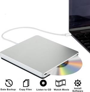 AUBEAMTO USB-C Superdrive External DVD/CD Reader and DVD/CD Burner for Apple-MacBook Air/Pro/iMac/Mini/MacBook Pro/ASUS/ASUS/DELL Latitude with USB-C Port Plug and Play(Silver)