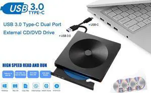 AUBEAMTO External CD DVD Drive for Laptop, USB 3.0 Type-C Ultra Slim 13mm DVD Player Portable CD DVD +/-RW Drive CD Burner Reader Writer Recorder for Desktop PC Windows 11/10/8/7 Linux Mac OS (Black) AUBEAMTO External CD DVD Drive for Laptop, USB 3.0 Type-C Ultra Slim 13mm DVD Player Portable CD DVD +/-RW Drive CD Burner Reader Writer Recorder for Desktop PC Windows 11/10/8/7 Linux Mac OS (Black)