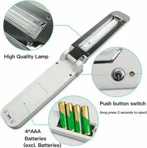 UV Sanitizer Handheld Wand Folding Light Kill Bacteria Germ Sterilizer Portable White