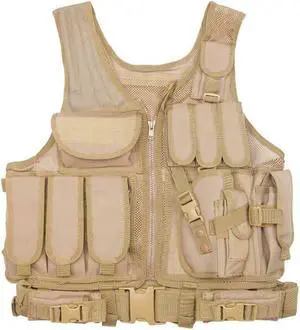 LDLC Loaded Gear Tactical Vest Right Hand w/ Holster adjustable HUNTING VEST Brown