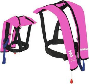 HANHAN Manual Inflatable Life Jacket Vest   CE, PFD ,CCS Certificated Pink With 33 CO2 Cylinder Ready To Use