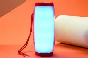 Bluetooth Speaker Wireless Waterproof Stereo Bass USB/TF/FM Radio coloful light Red